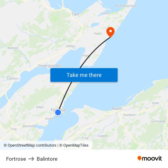 Fortrose to Balintore map