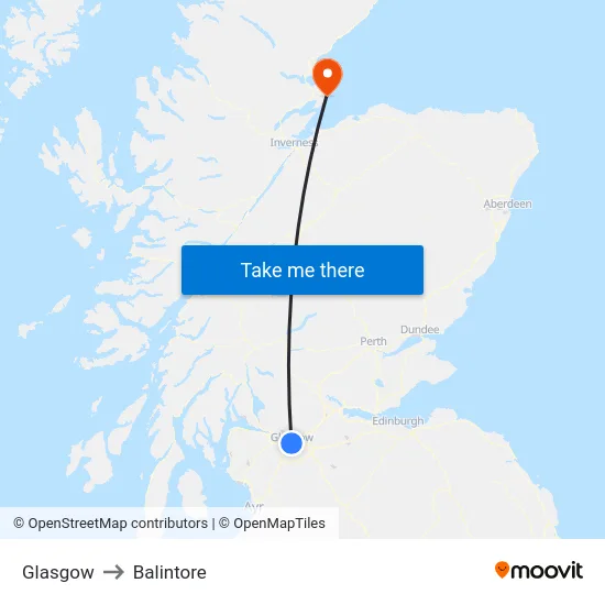 Glasgow to Balintore map
