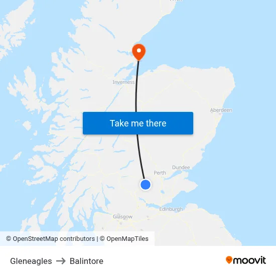Gleneagles to Balintore map