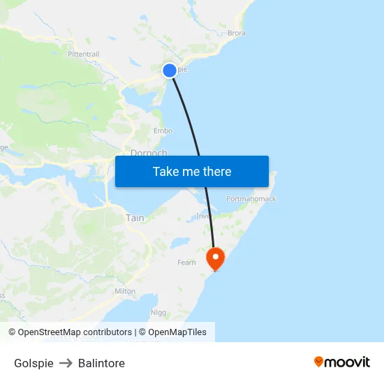 Golspie to Balintore map