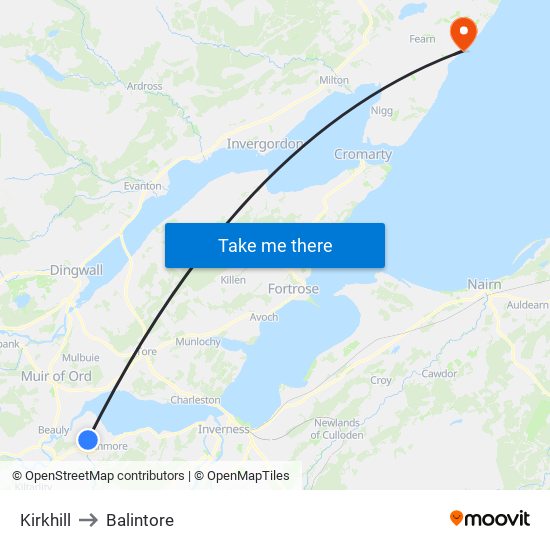 Kirkhill to Balintore map