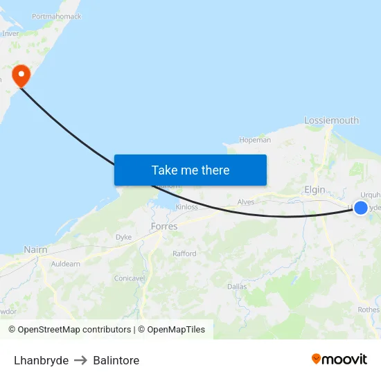Lhanbryde to Balintore map