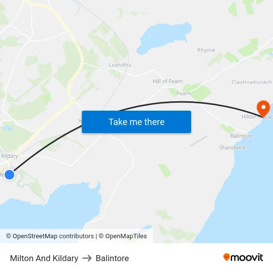 Milton And Kildary to Balintore map