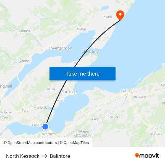 North Kessock to Balintore map