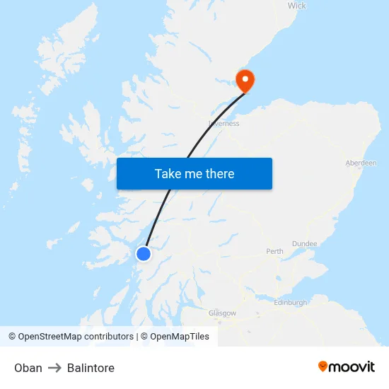 Oban to Balintore map