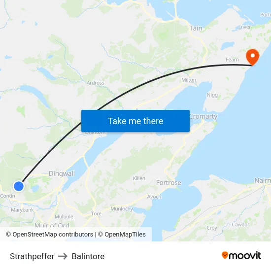 Strathpeffer to Balintore map