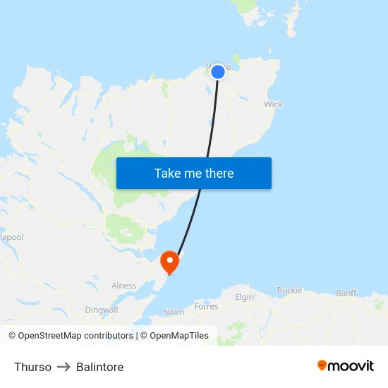 Thurso to Balintore map