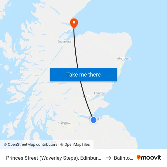 Princes Street (Waverley Steps), Edinburgh to Balintore map