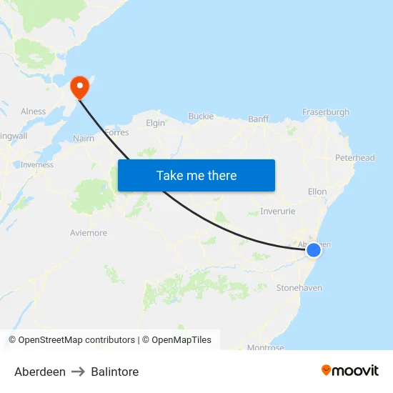 Aberdeen to Balintore map