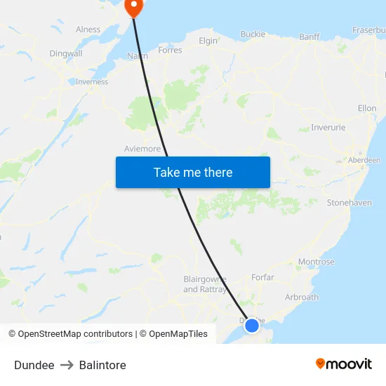 Dundee to Balintore map