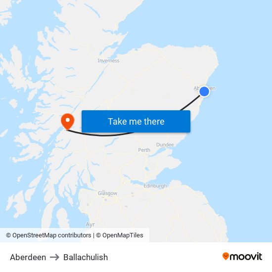 Aberdeen to Ballachulish map