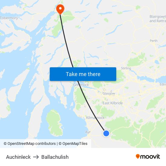 Auchinleck to Ballachulish map