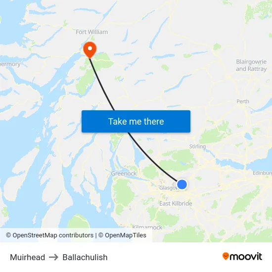 Muirhead to Ballachulish map