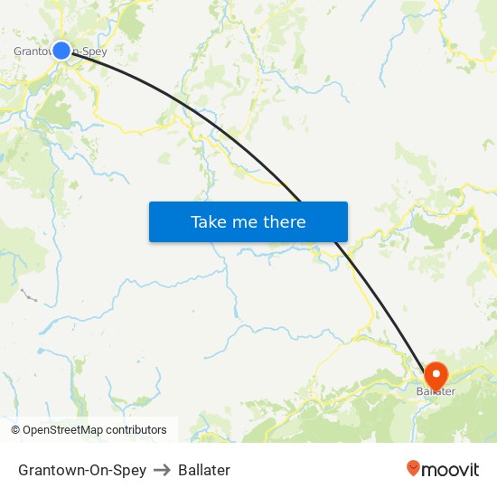Grantown-On-Spey to Ballater map