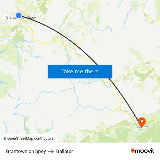 Grantown on Spey to Ballater map