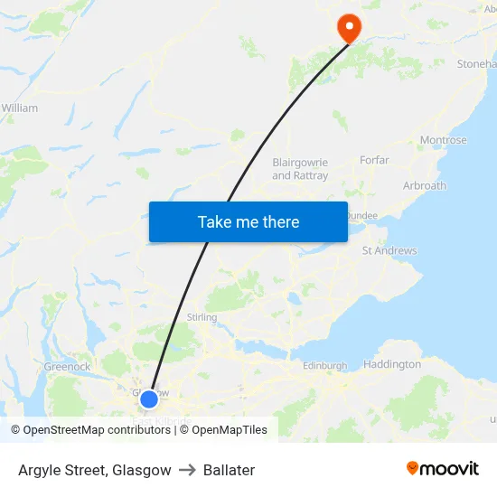 Argyle Street, Glasgow to Ballater map