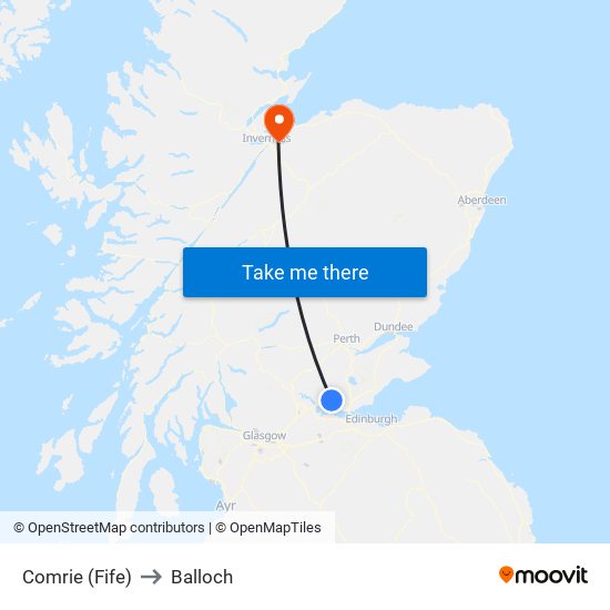 Comrie (Fife) to Balloch map