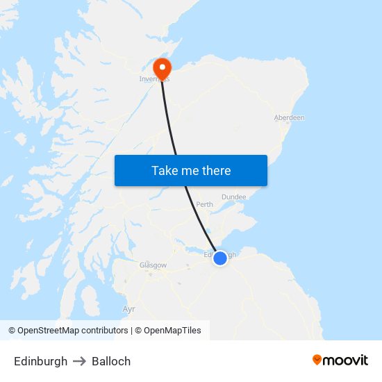 Edinburgh to Balloch map