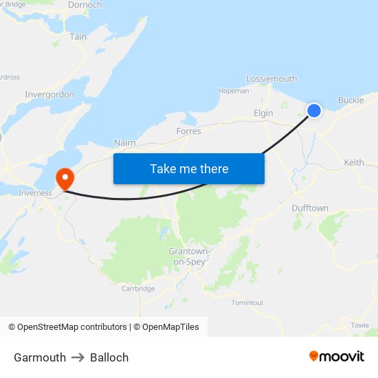 Garmouth to Balloch map