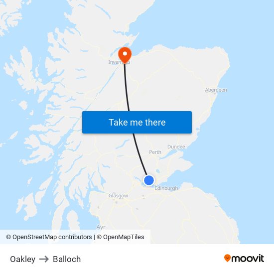 Oakley to Balloch map