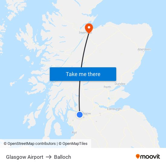 Glasgow Airport to Balloch map