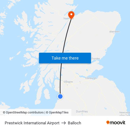 Prestwick International Airport to Balloch map