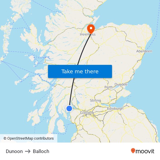 Dunoon to Balloch map