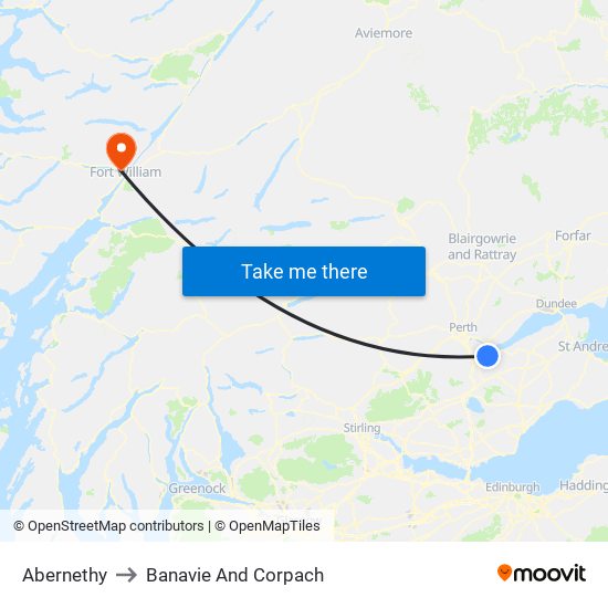 Abernethy to Banavie And Corpach map