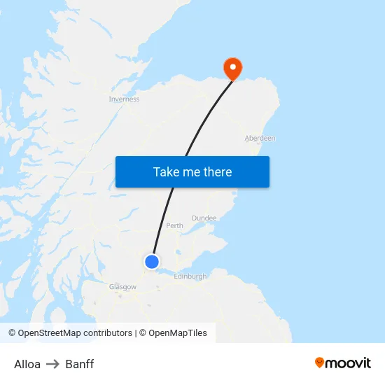 Alloa to Banff map