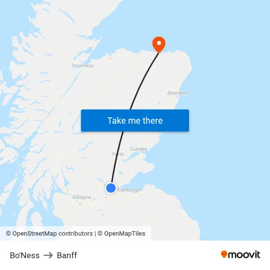 Bo'Ness to Banff map
