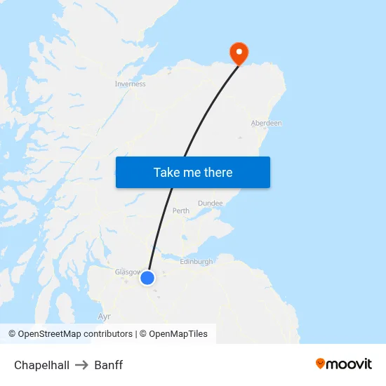 Chapelhall to Banff map