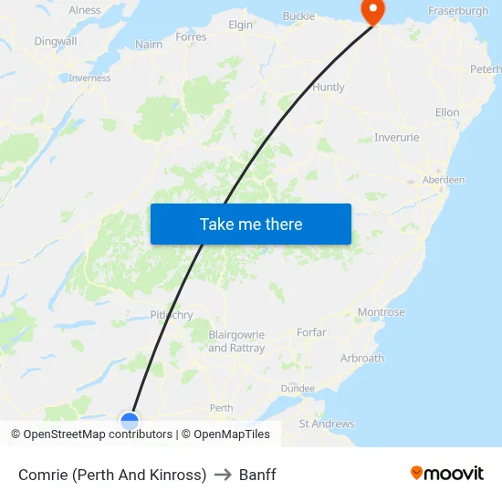 Comrie (Perth And Kinross) to Banff map