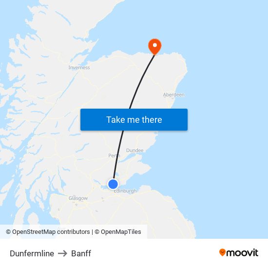 Dunfermline to Banff map