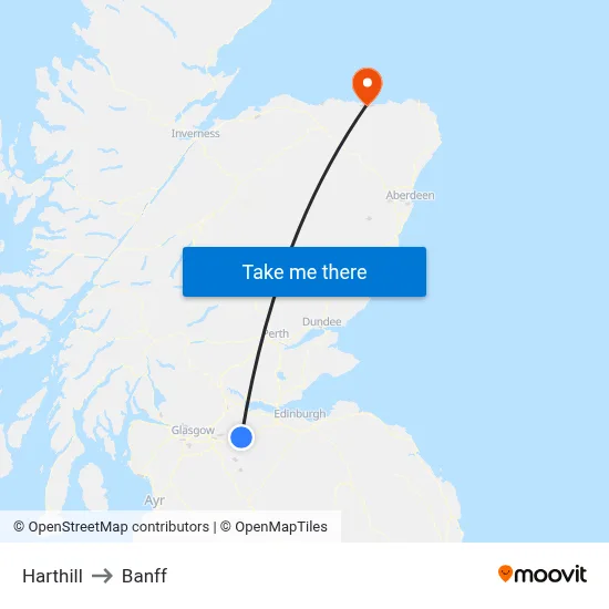 Harthill to Banff map