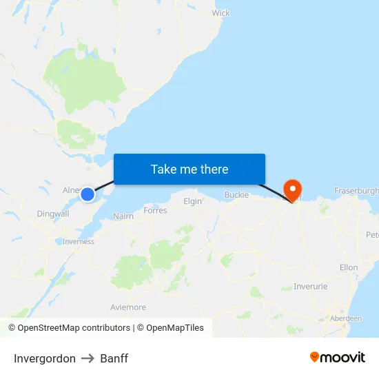 Invergordon to Banff map