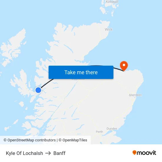 Kyle Of Lochalsh to Banff map