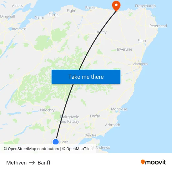 Methven to Banff map