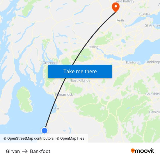 Girvan to Bankfoot map