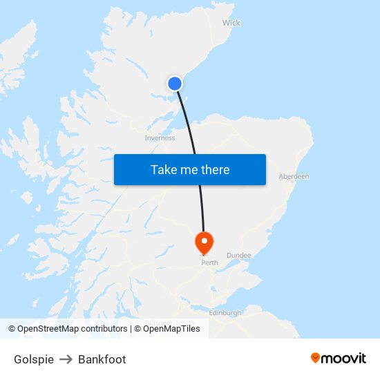 Golspie to Bankfoot map