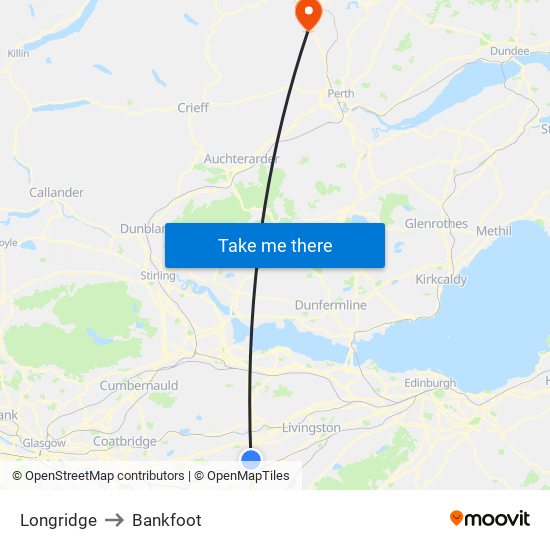 Longridge to Bankfoot map