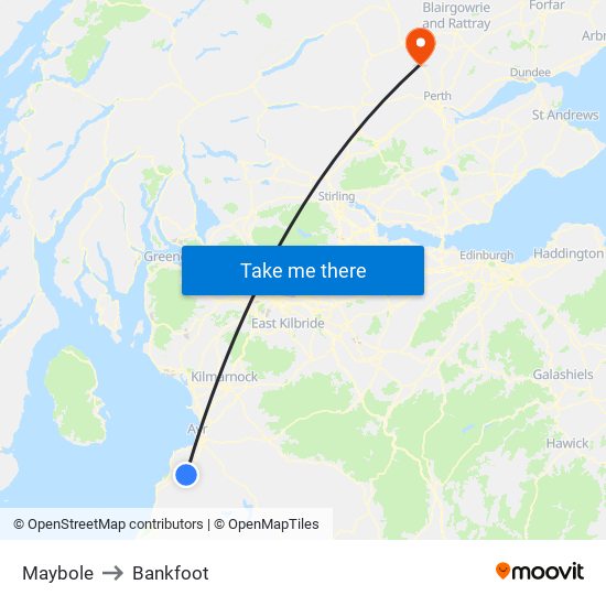 Maybole to Bankfoot map