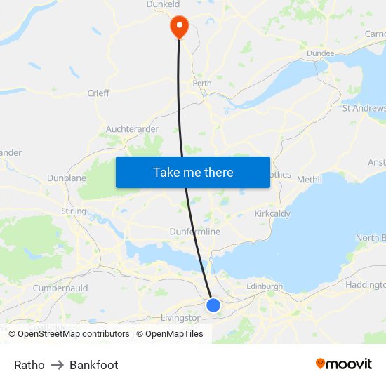 Ratho to Bankfoot map