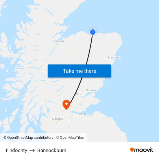 Findochty to Bannockburn map