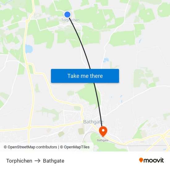 Torphichen to Bathgate map