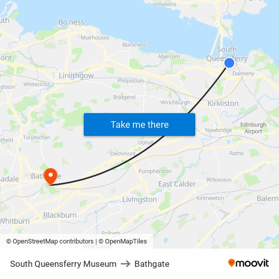 South Queensferry Museum to Bathgate map