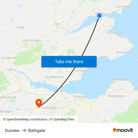 Dundee to Bathgate map