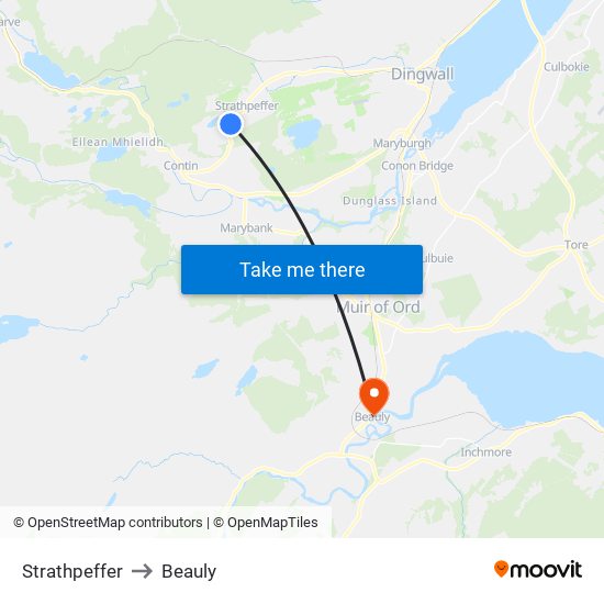 Strathpeffer to Beauly map