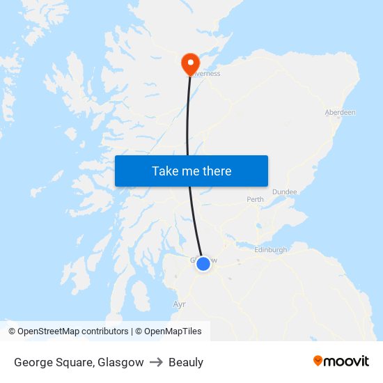 George Square, Glasgow to Beauly map