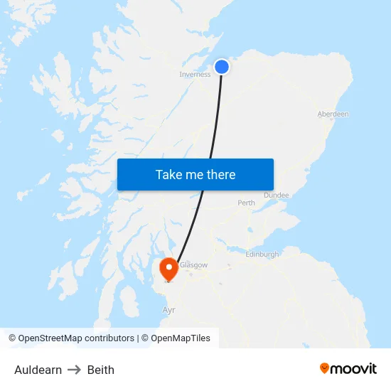 Auldearn to Beith map