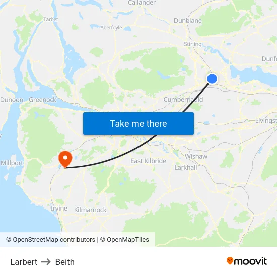 Larbert to Beith map